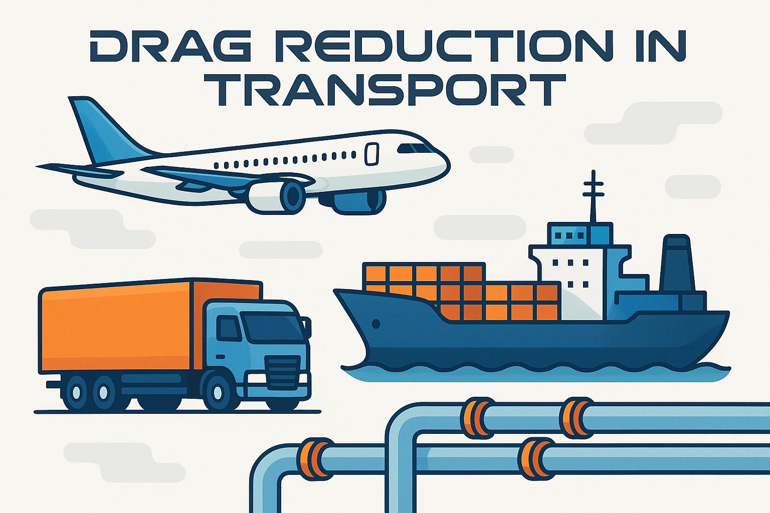 Illustration of drag reduction concepts in turbulent flow